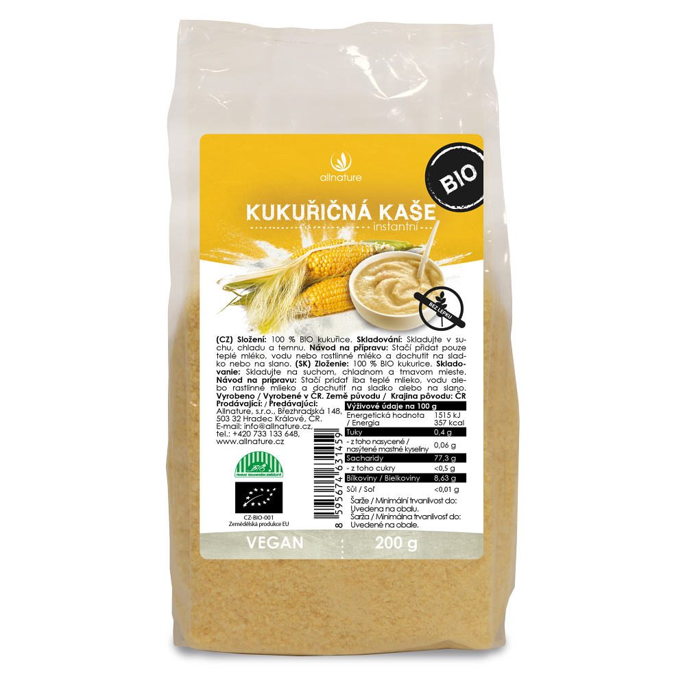 ALLNATURE Kukuričná kaša instantná 200 g BIO