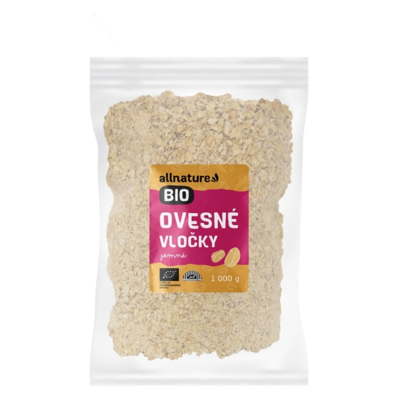 Allnature Ovsené vločky jemné BIO ovsené vločky v BIO kvalite 1000 g kúpite na Mojalekaren.sk