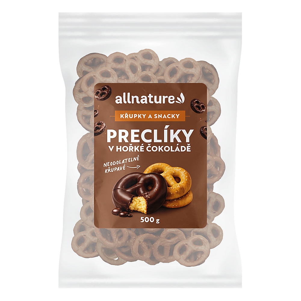 Allnature Praclíky v tmavej čokoláde praclíky v poleve 500 g