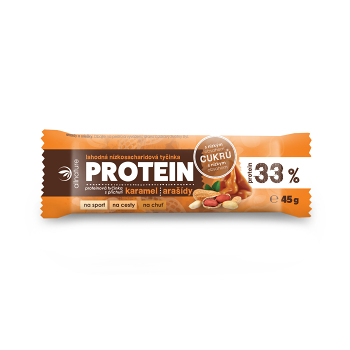ALLNATURE Proteínová nízkosacharidová tyčinka 33% karamel a arašidy 45 g, expirácie