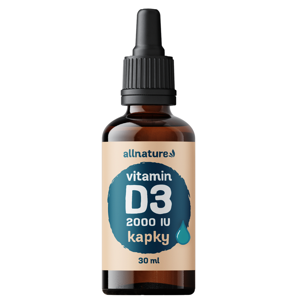 Allnature Vitamin D3 Forte 2000IU kvapky na podporu správneho vstrebávania vápnika a fosforu 30 ml