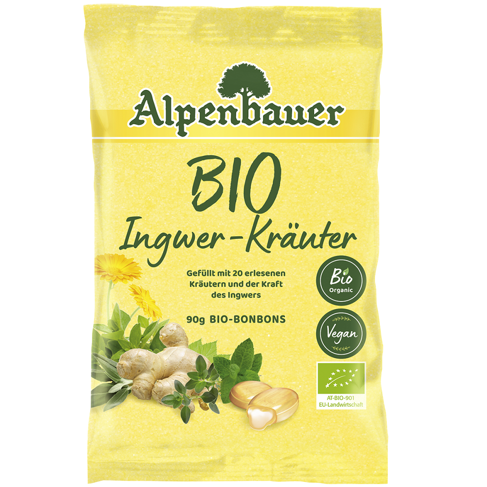 Alpenbauer BIO Zázvor – bylinky cukríky v BIO kvalite 90 g