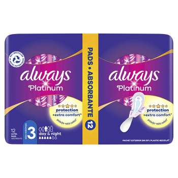 ALWAYS Platinum Day & Night Hygienické vložky s krídelkami 12 kusov (Menštruačné vložky) - Normal, Nočné