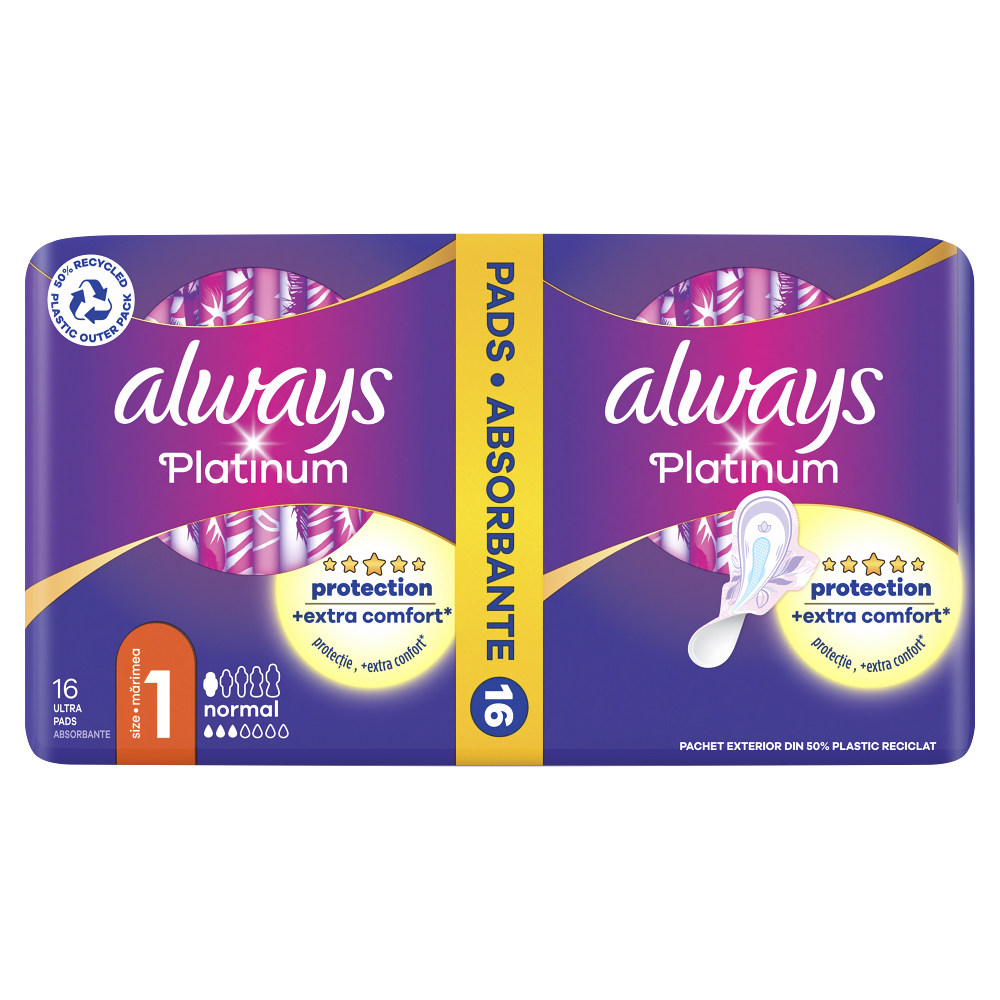 ALWAYS Platinum Normal veľ.1 Hygienické vložky s krídelkami 16 kusov