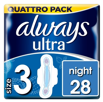 ALWAYS Ultra Night Hygienické vložky s krídelkami 28 ks (Menštruačné vložky) - Hygienické, Nočné