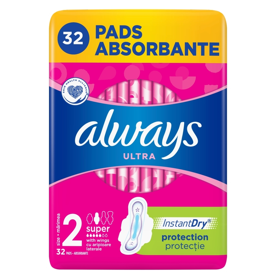 ALWAYS Ultra Super Plus vel.2 Hygienické vložky s krídelkami 32 ks