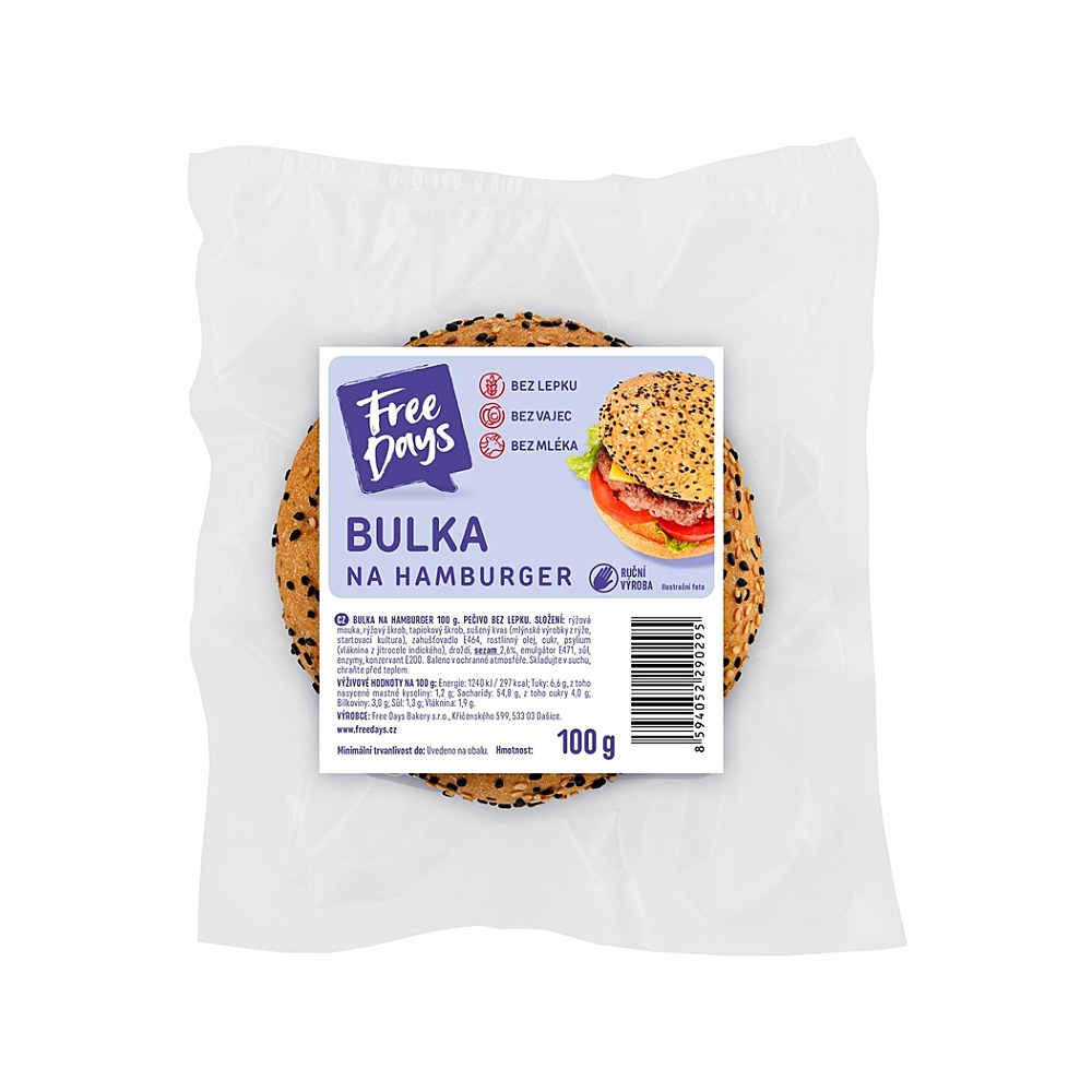 FREE DAYS Bezlepková hamburgerová žemľa sezam 1 kus