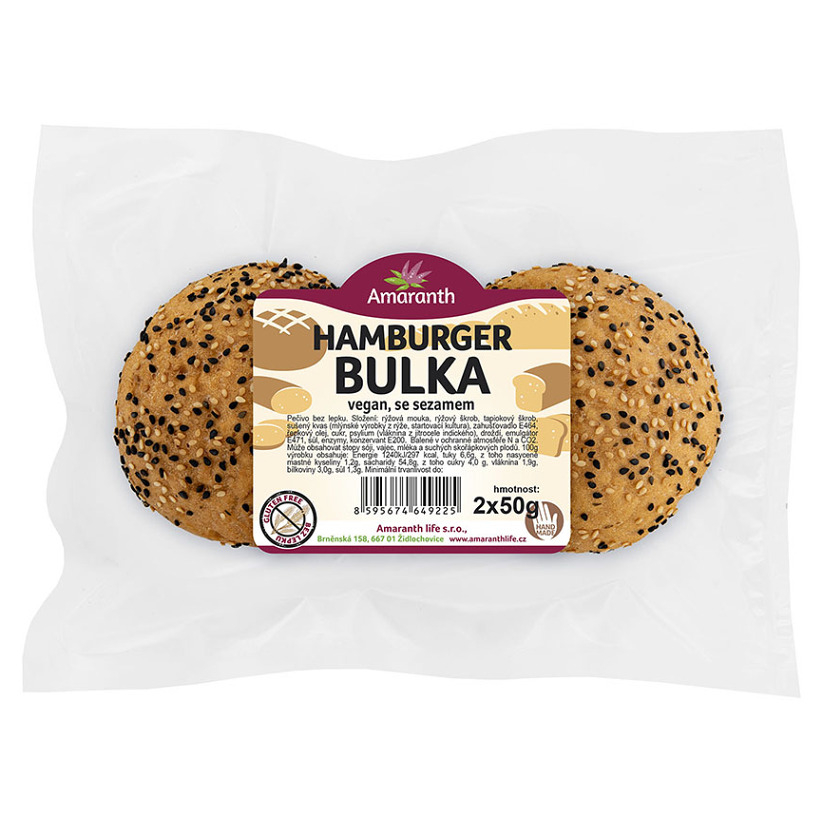 AMARANTH Bezlepková hamburgerová žemľa sezam 2 kusy