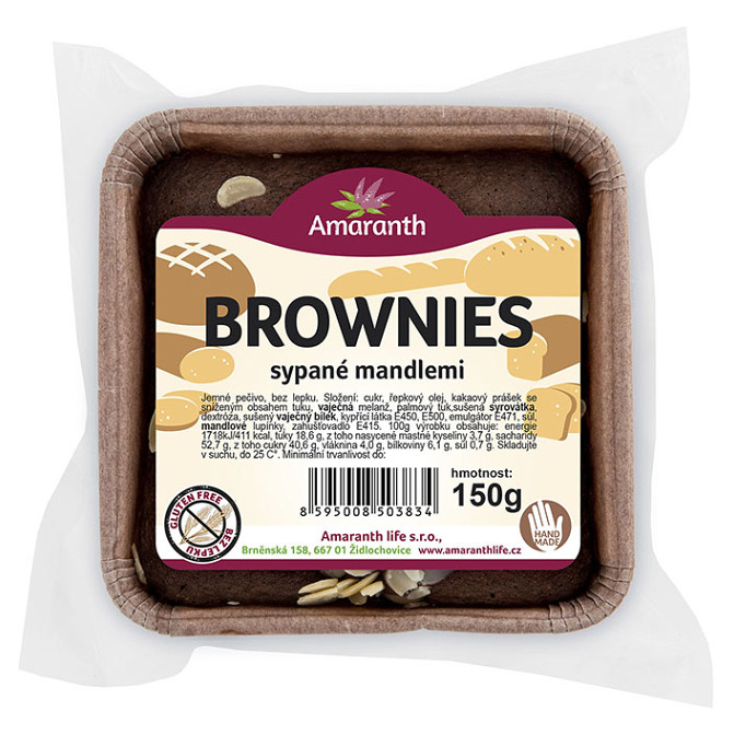 AMARANTH Bezlepkové brownies sypané mandľami 150 g