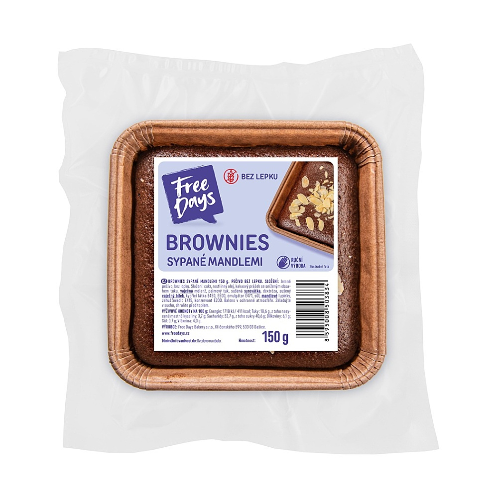 FREE DAYS Bezlepkové brownies sypané mandľami 150 g