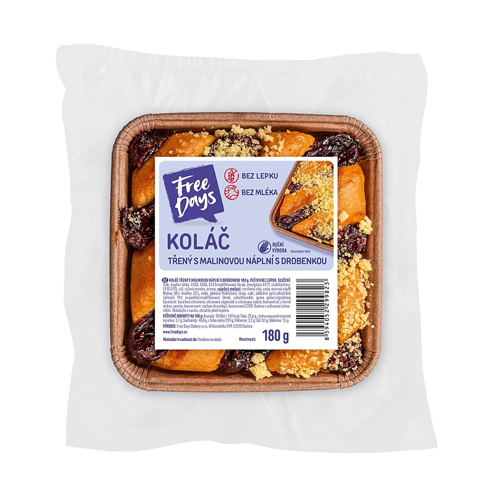 E-shop FREE DAYS Bezlepkový koláč trený s malinovou náplňou a posýpkou 180 g