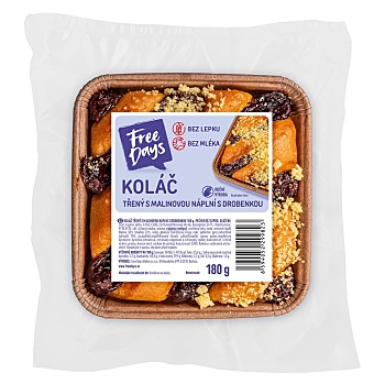 FREE DAYS Bezlepkový koláč trený s malinovou náplňou a posýpkou 180 g (Čerstvé bezlepkové pečivo)