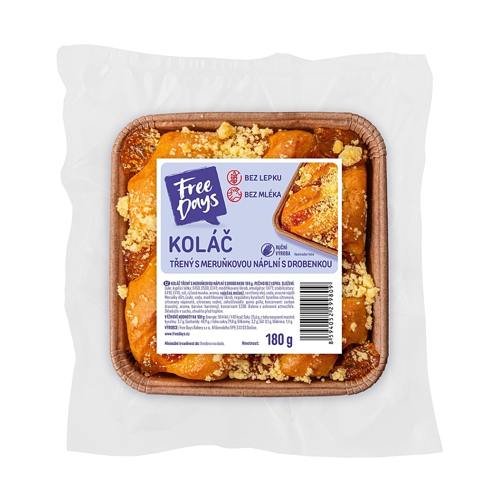 E-shop FREE DAYS Bezlepkový koláč trený s marhuľovou náplňou a posýpkou 180 g