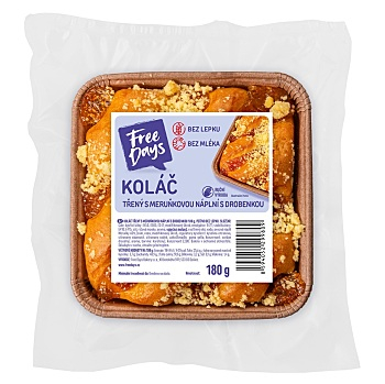 FREE DAYS Bezlepkový koláč trený s marhuľovou náplňou a posýpkou 180 g (Čerstvé bezlepkové pečivo)