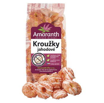 AMARANTH Krúžky jahodové 90 g (Bezlepkové chrumky a cereálie) - Sladké