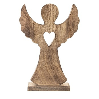 ORION Drevený anjel Mango so srdcom 1 kus (Vianočné dekorácie)