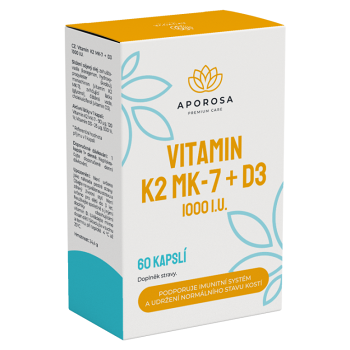 APOROSA Vitamín K2 MK-7 + D3 1000 I.U. 60 kapsúl