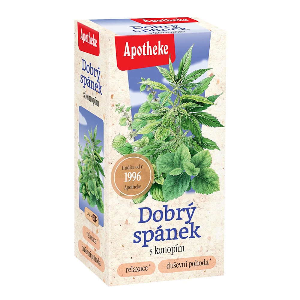 APOTHEKE Čaj dobrý spánok s konopím 20 nálevových vrecúšok