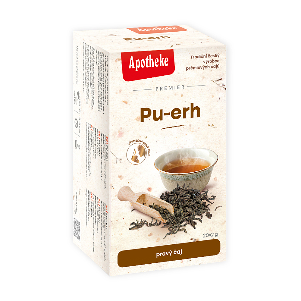 APOTHEKE PREMIER Pu-erh pravý čierny čaj v nálevových vreckách 20x2g