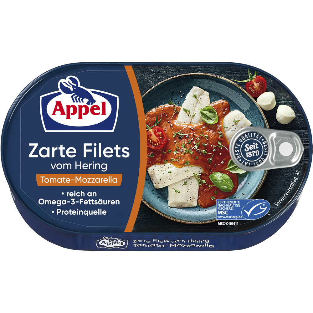 E-shop APPEL Filety zo sleďov v paradajkovo-mozzarellovej omáčke 200 g
