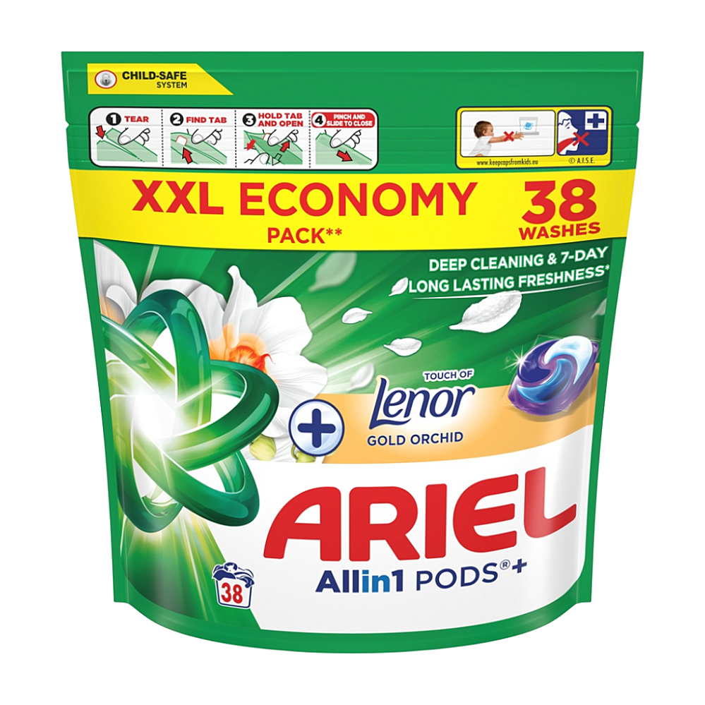 ARIEL Kapsule na pranie Gold Orchid + Lenor 38 kusov