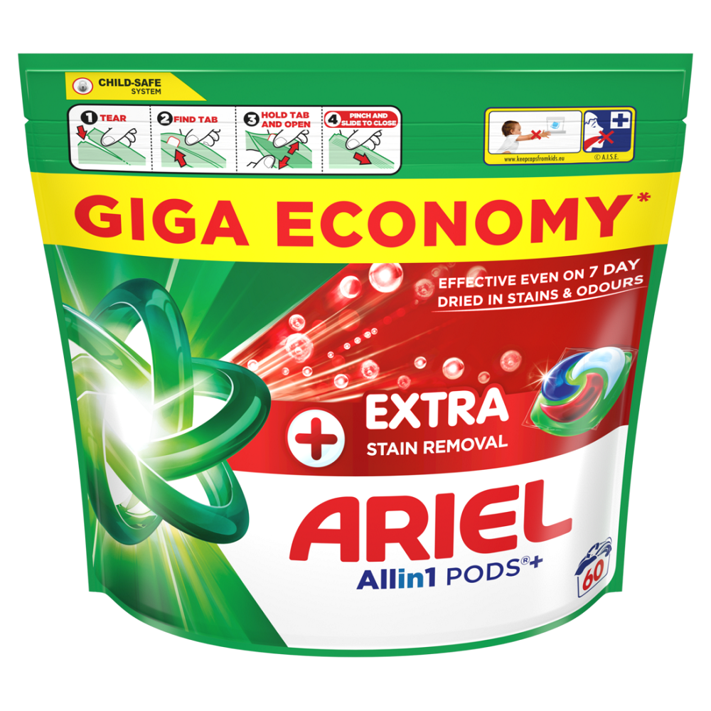 ARIEL Kapsuly na pranie Plus Extra Stain 60 praní