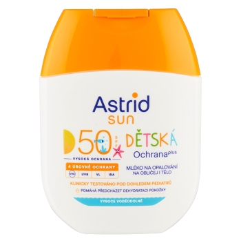 ASTRID Sun detské mlieko na opaľovanie OF50 60 ml (Opaľovacie mlieka) - Vodeodolné
