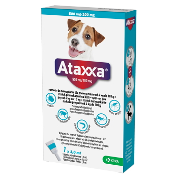 ATAXXA 500 mg/100 mg roztok na kvapkanie na kožu pre psov od 4 kg do 10 kg 1 pipeta