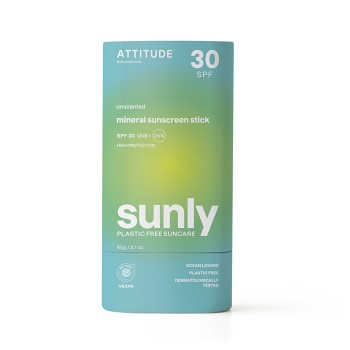 ATTITUDE 100% minerálna ochranná tyčinka na telo SPF 30 bez vône 60 g (Prírodné opaľovacie prípravky) - Prírodné - obrázok 2/2