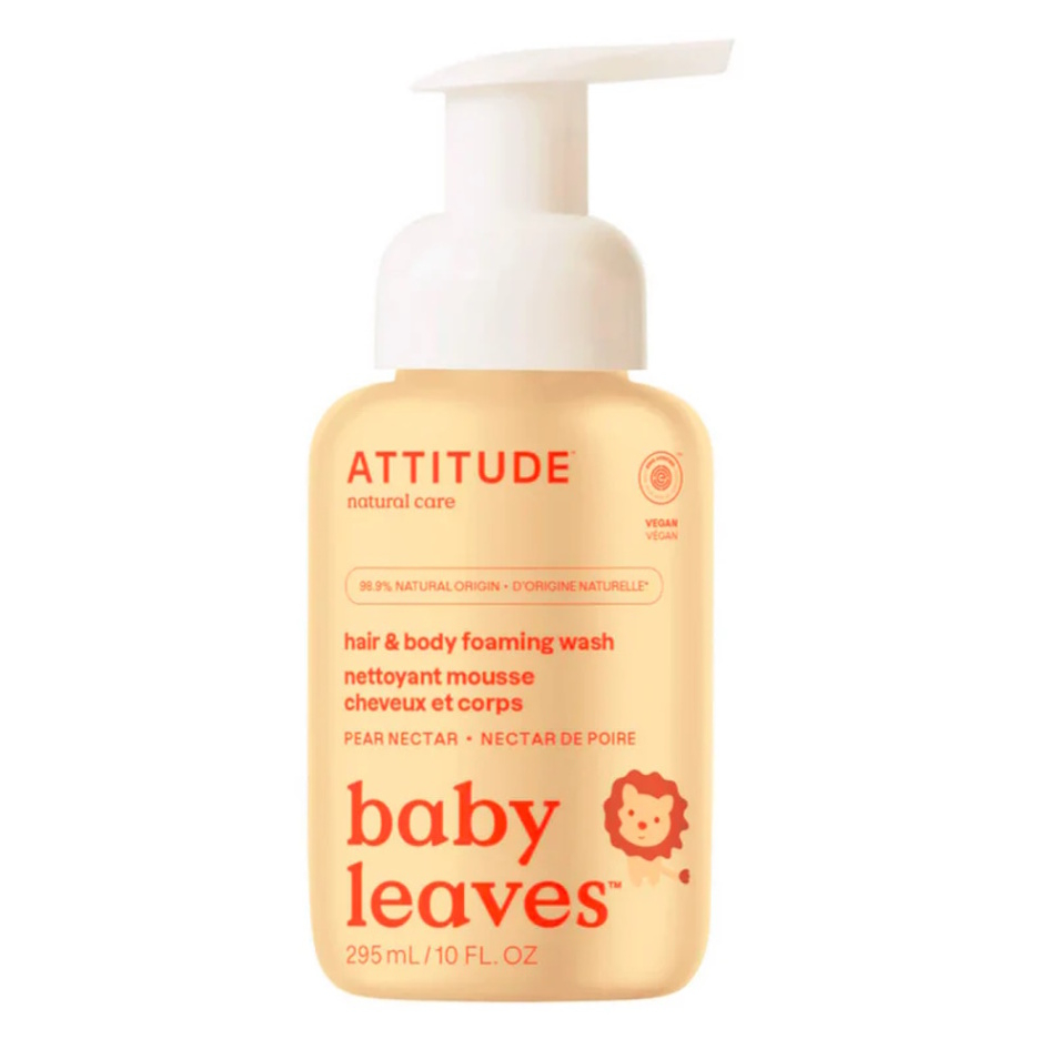 ATTITUDE Baby leaves Detská umývacia pena 2 v 1 s vôňou hruškovej šťavy 295 ml