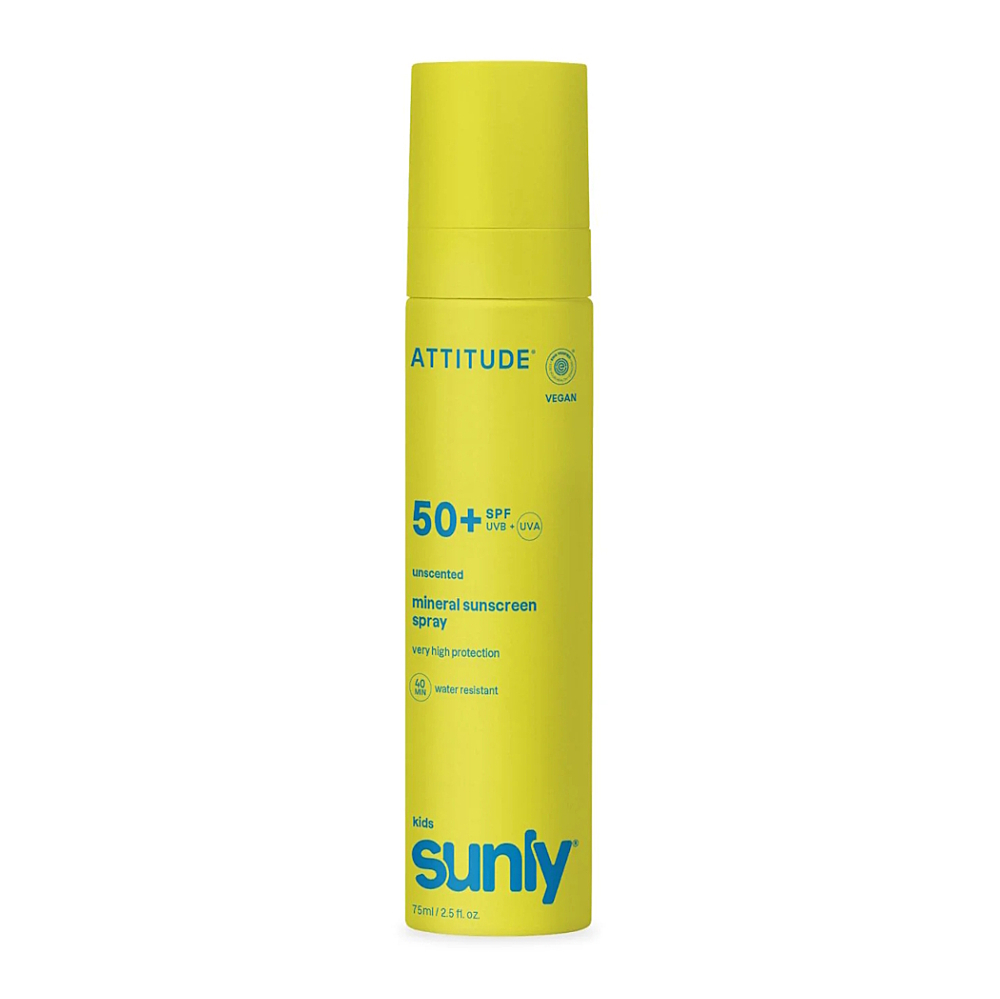 ATTITUDE Sunly detský minerálny opaľovací krém v spreji SPF 50+ bez vône 75 ml
