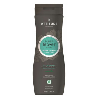 ATTITUDE Super leaves s detoxikačným účinkom proti lupinám prírodný pánsky šampón & telové mydlo 2 v 1 473 ml