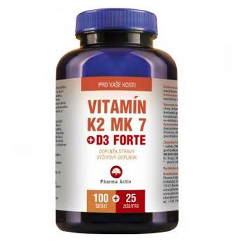 PHARMA ACTIV Vitamín K2 MK-7 + D3 forte 125 tabliet