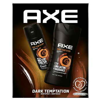 AXE Dark Temptation deodorant 150 ml + sprchový gél 250 ml Vianočný balíček pre mužov, poškodený obal