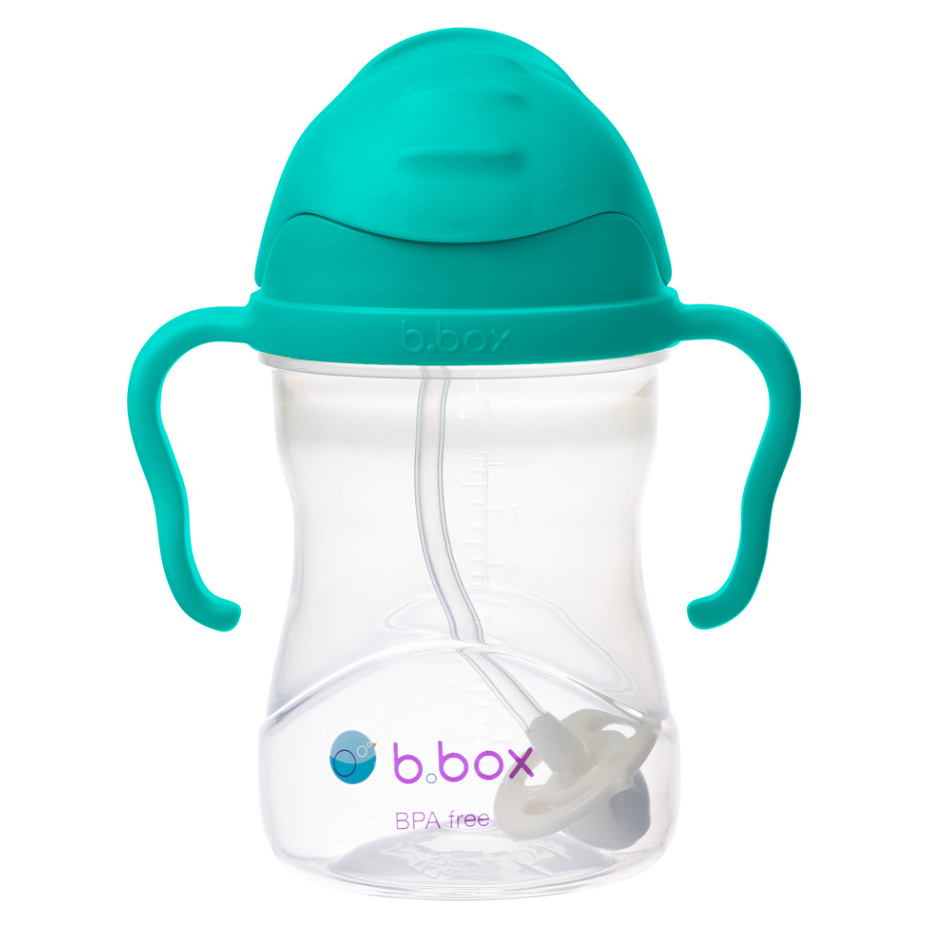 B.BOX Hrnček so slamkou nefritová zeleň 6m+ 240 ml