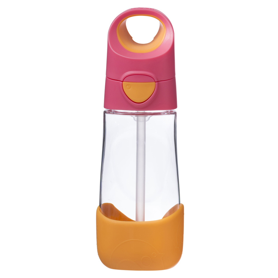 B.BOX Fľaša na pitie so slamkou ružová/oranžová 450 ml