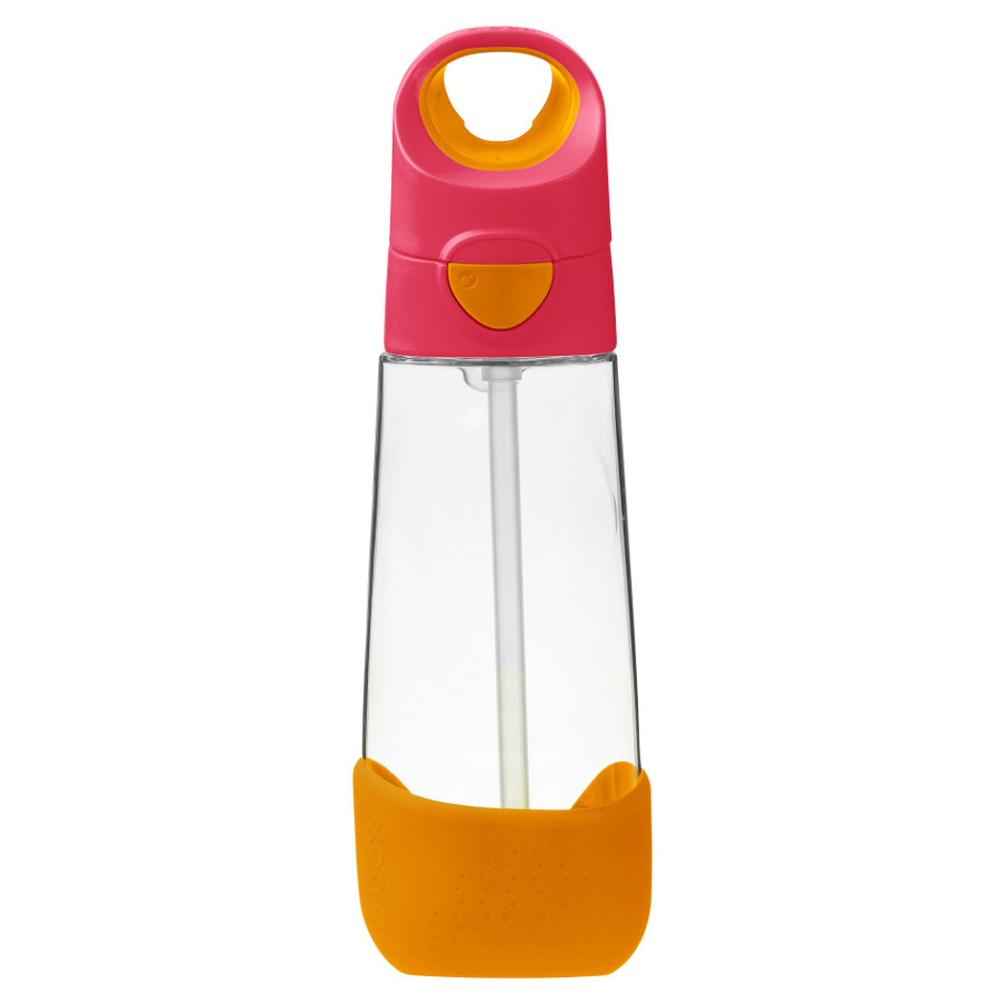 B.BOX Fľaša na pitie so slamkou ružová/ oranžová 9m+ 600 ml