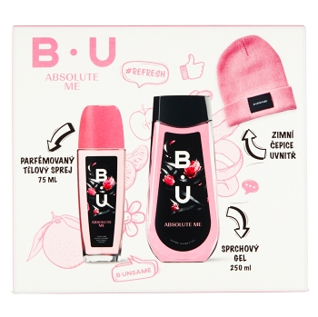 B.U. Absolute Me Sprchový gél 250 ml + telový sprej 75 ml + čiapka Darčekové balenie (Kozmetické balíčky)