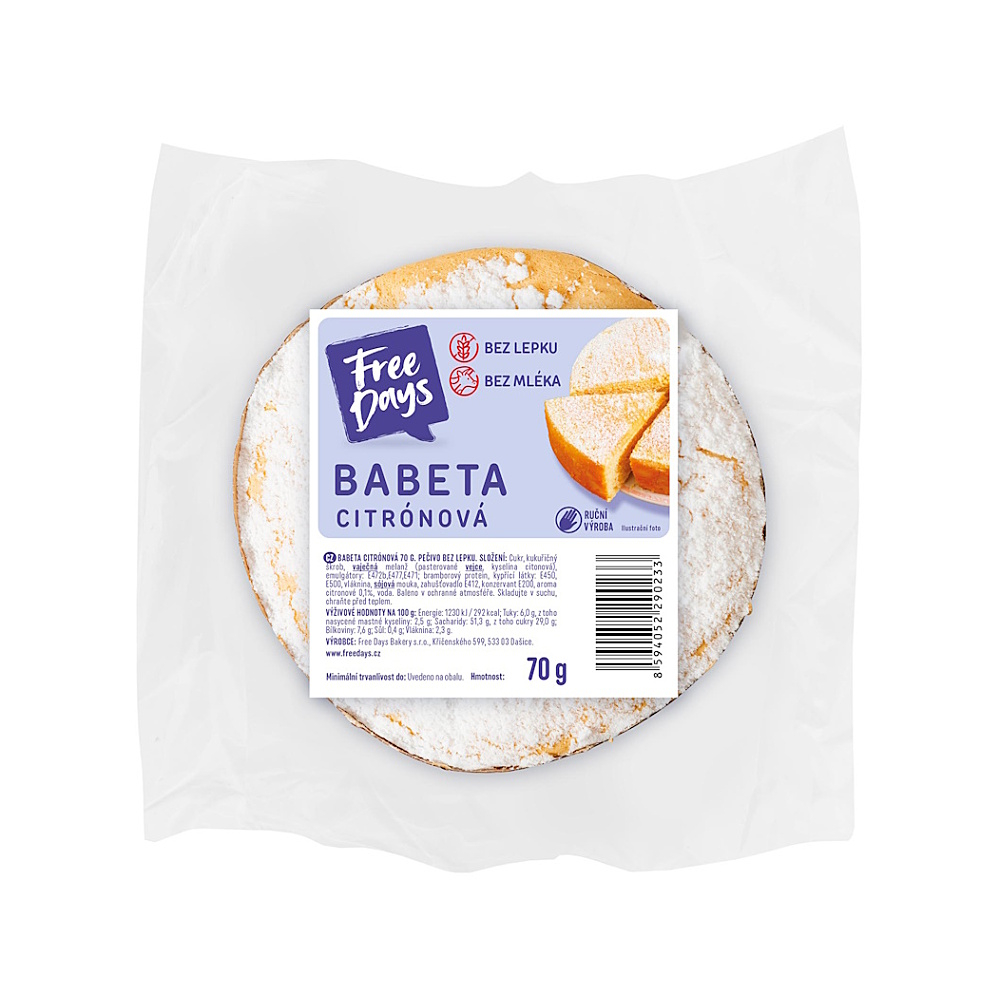 FREE DAYS Bezlepková babeta citrónová 70 g