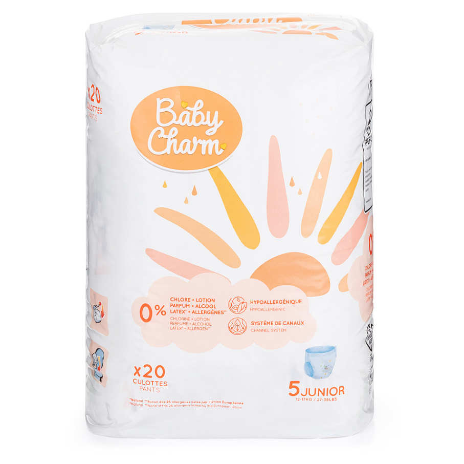 BABY CHARM Super Dry Flex Junior Pant veľ. 5 nohavičkové plienky 12-17 kg 20 ks