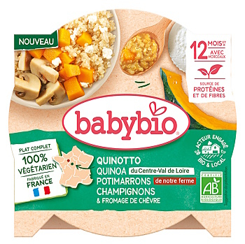 BABYBIO Rizoto z quinoy s tekvicou, šampiňónmi a kozím syrom BIO 230 g (Cestovinové, ryžové príkrmy) - BIO