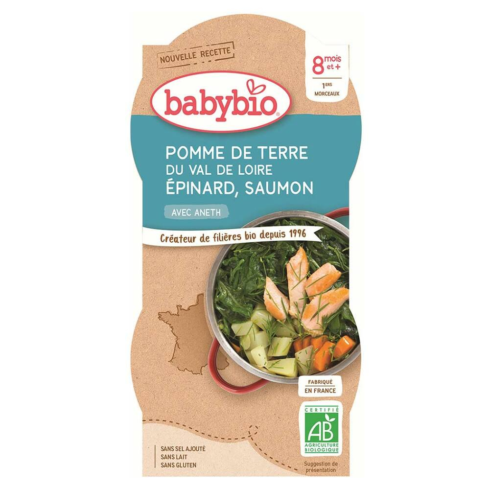 E-shop BABYBIO menu zemiaky so špenátom, lososom a ryžou 2x200 g