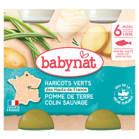 BABYBIO Zemiaky so zelenými fazuľkami a morskou šťukou 2x200 g