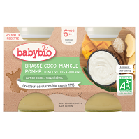 BABYBIO Brassé z kokosového mléka mango jablko 2 x 130 g