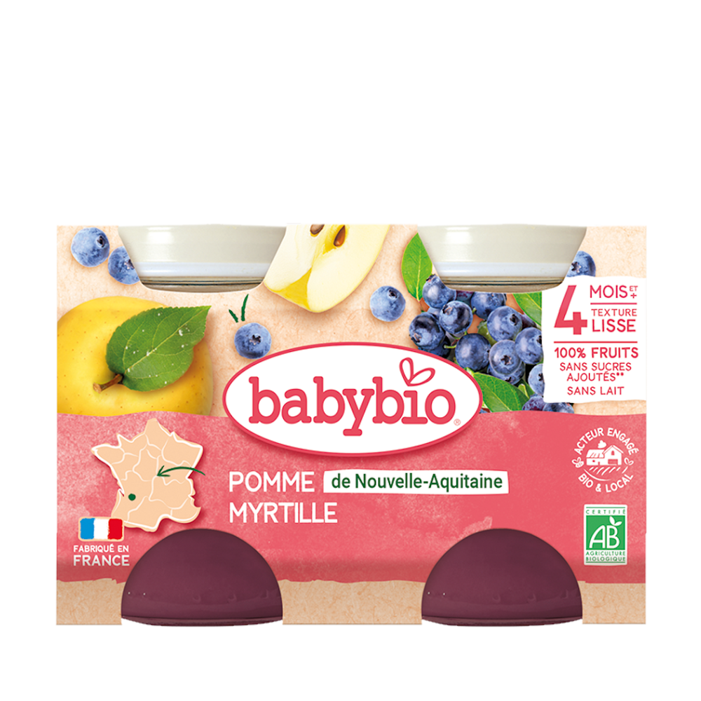 E-shop BABYBIO príkrm jablko a čučoriedky 2x130 g