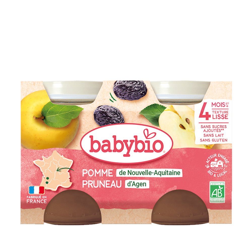 E-shop BABYBIO príkrm jablko so sušenou slivkou 2x130 g