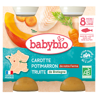 BABYBIO Menu Mrkva a tekvica s pstruhom 2x200 g