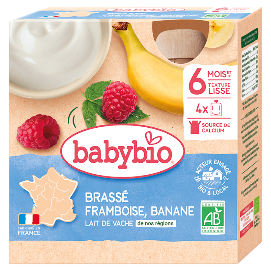 BABYBIO Kapsička mliečna desiata malina banán 4 x 85 g