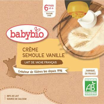 BABYBIO kapsička vanilkový krém s krupičkou 4x85 g