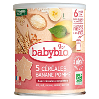 BABYBIO Nemliečna 5zrnná obilná kaša immunité s banánom a jablkom 220 g